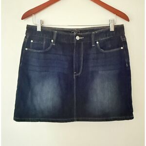Gap Dark Wash Denim Mini Skirt 5 Pocket Front Button Zip Classic Blue Casual 8